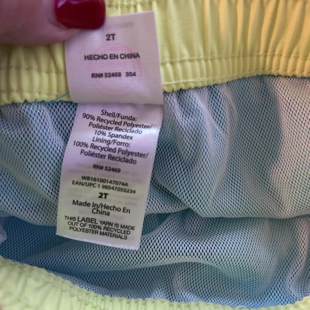Wonder Nation Aqua & Yellow Swim Trunks Boy  Size 2T